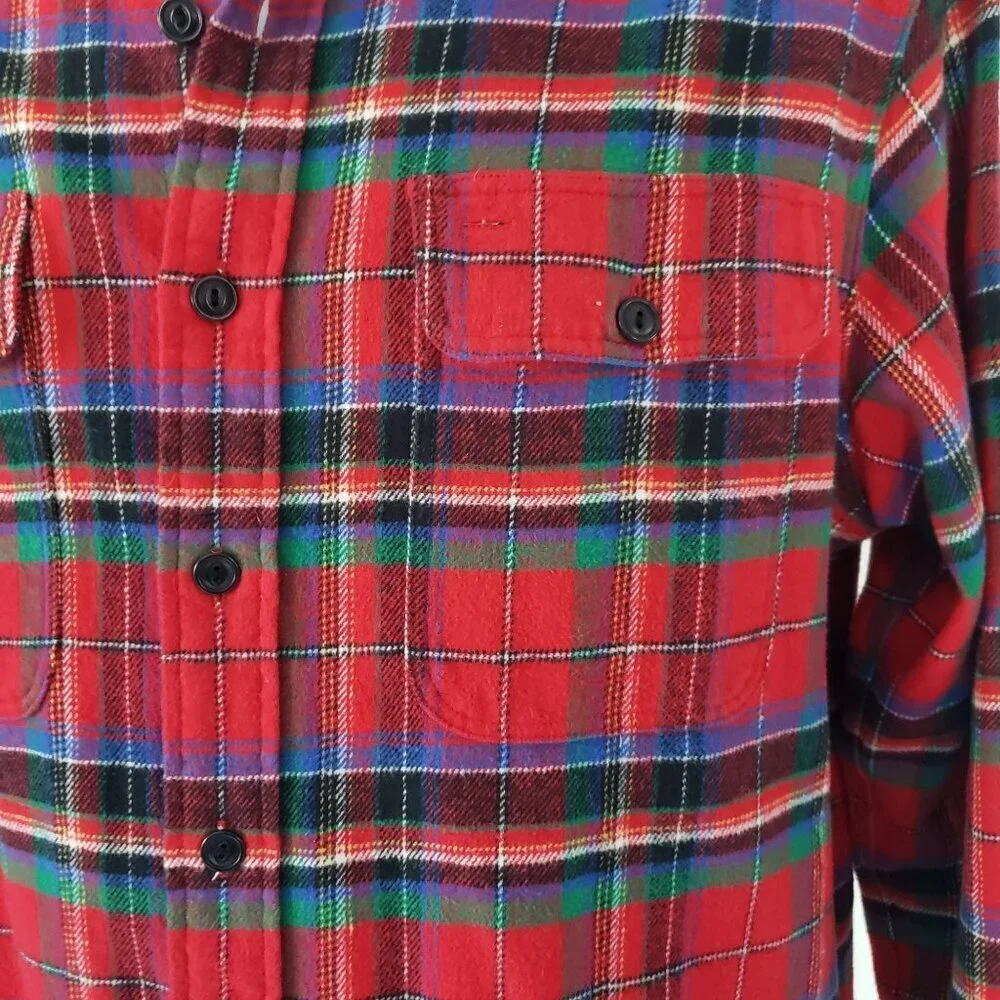 Vtg Polo Ralph Lauren Men's LG Red Plaid Flannel Long Sleeve Work Shirt Gorpcore